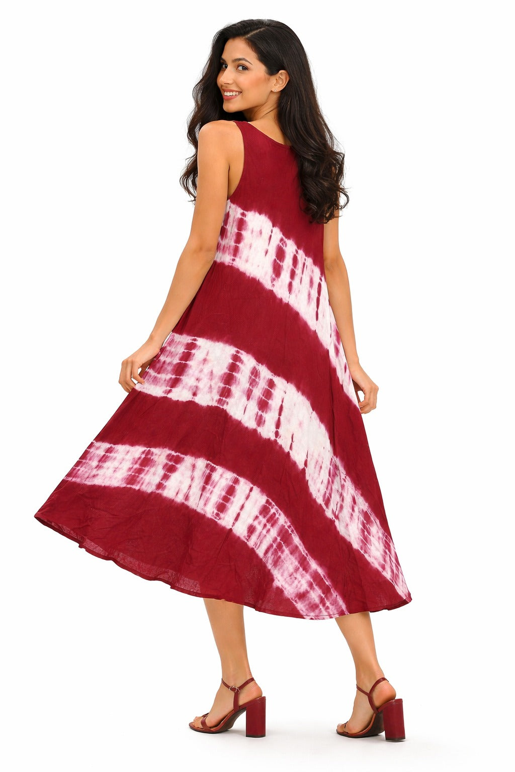 Vibrant Wine Red Floral Tie-Dye Naira Dress