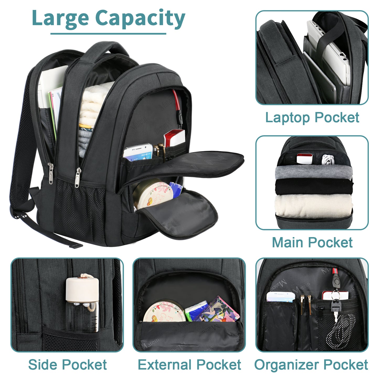 Bulto Mochila Matein Negro 15.6 pulgadas