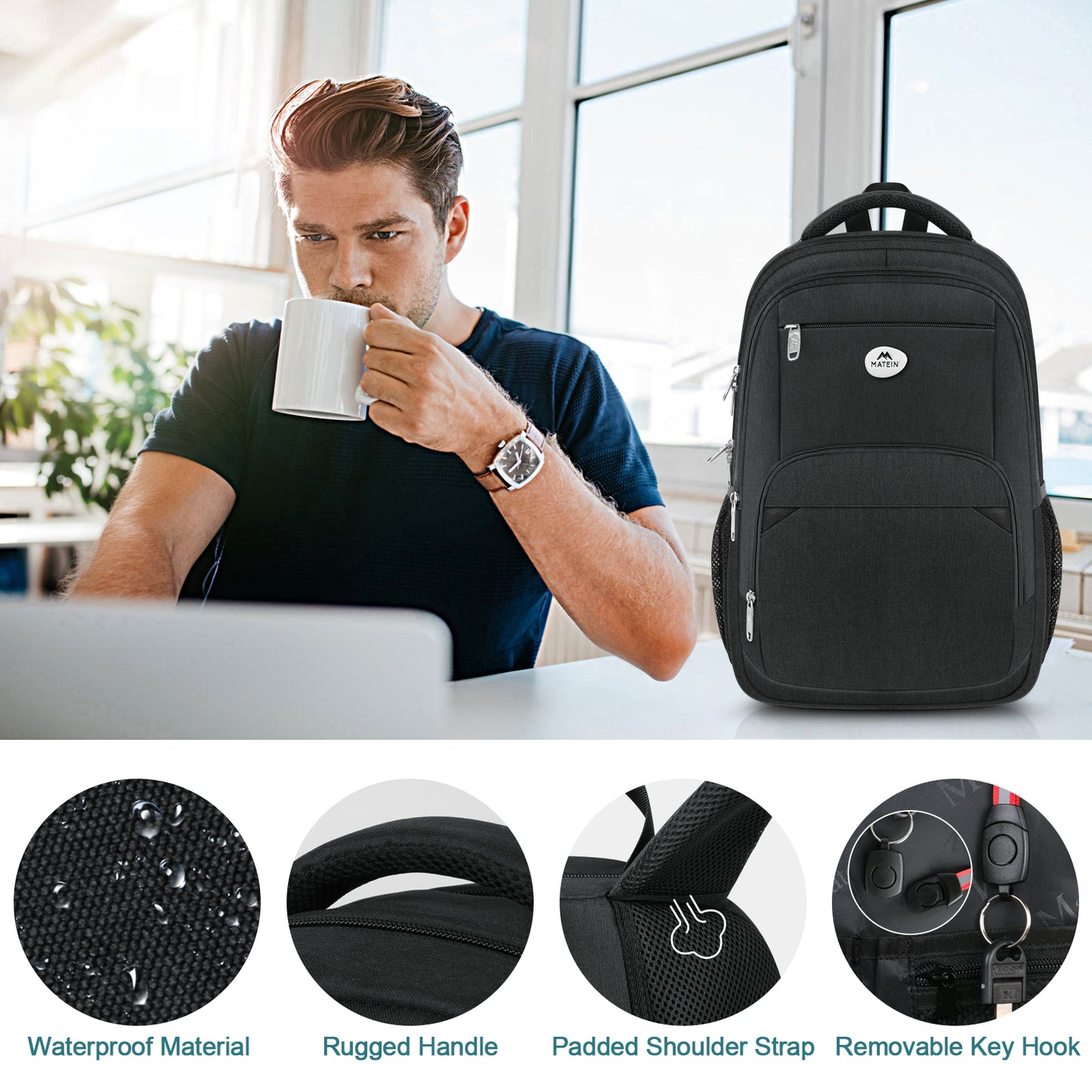 Bulto Mochila Matein Negro 15.6 pulgadas