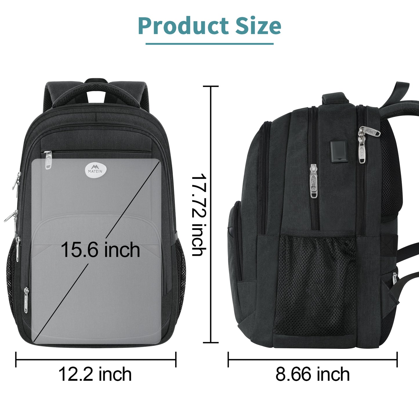 Bulto Mochila Matein Negro 15.6 pulgadas