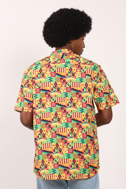 Camisa de Hombre Afrocaribeño de Botones Cuello - Moda Afrodescendiente