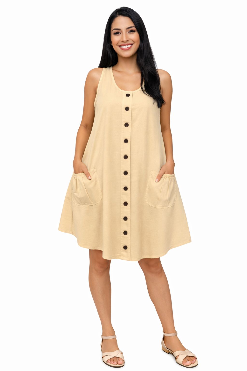 Vestido Beige Sin Mangas