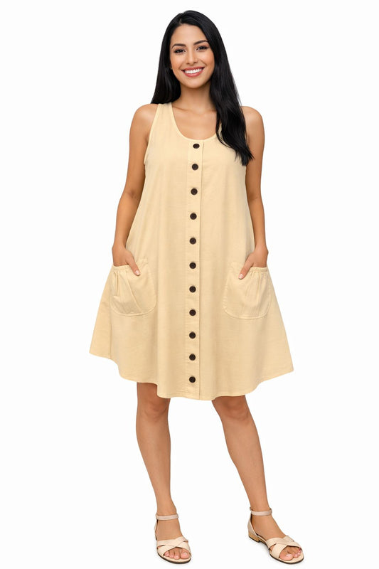 Vestido Beige Sin Mangas