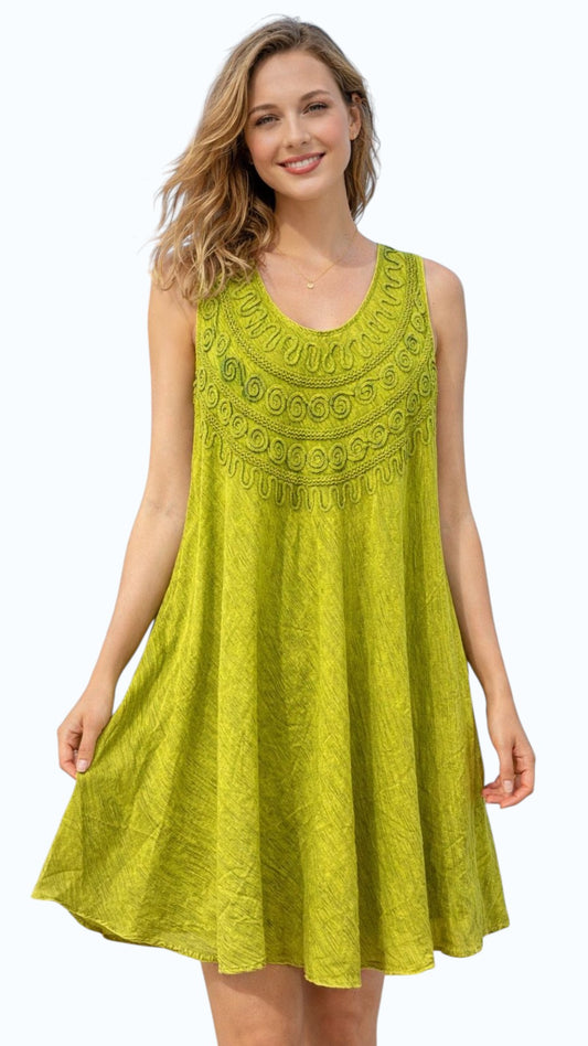 Green Sleeveless Dress | One Size