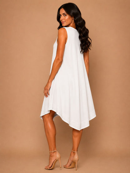 Vestido Bianca Blanco con Bordado Sutil