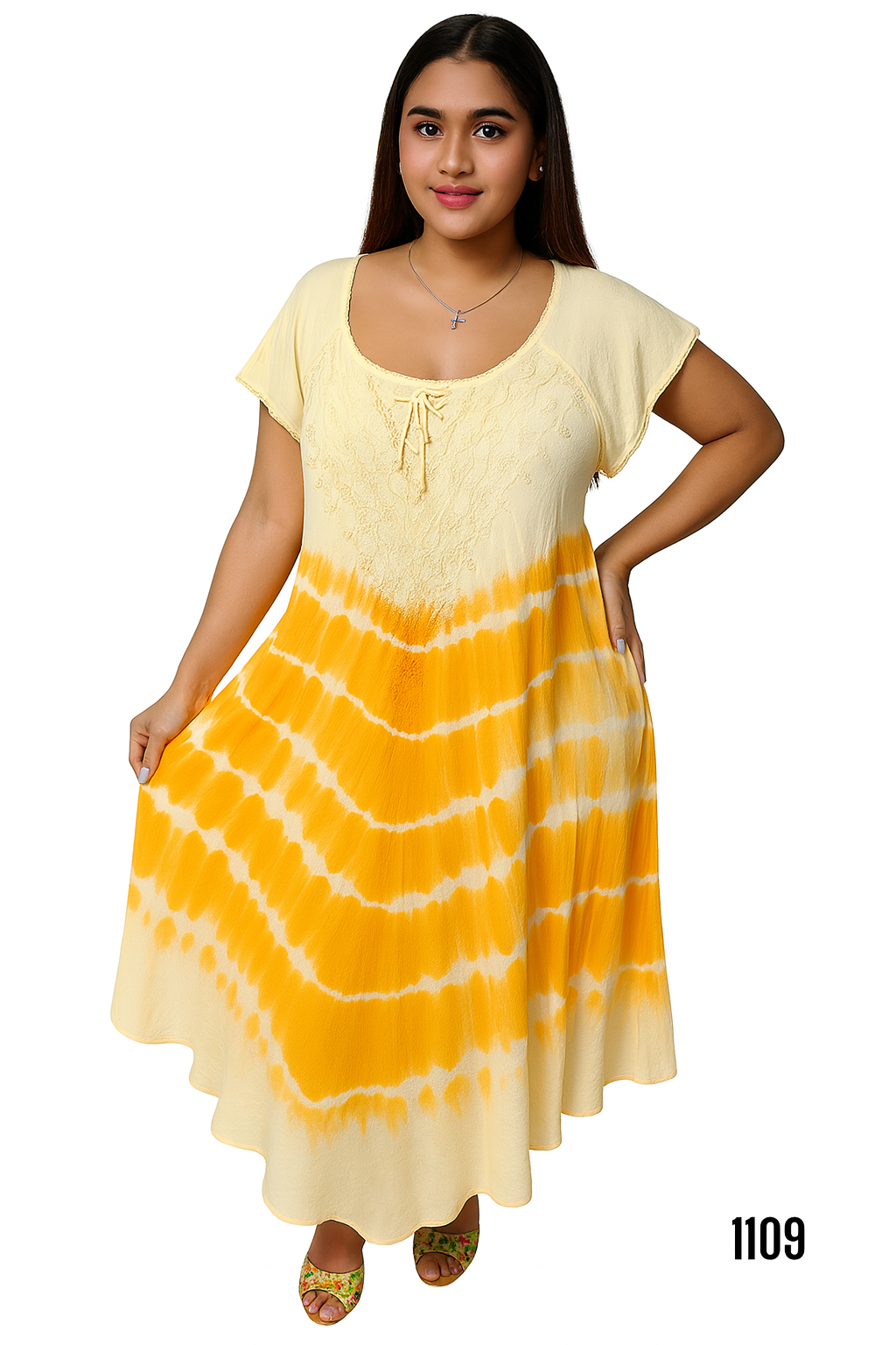 Vestido Estampado de Dama Con Mangas 1109