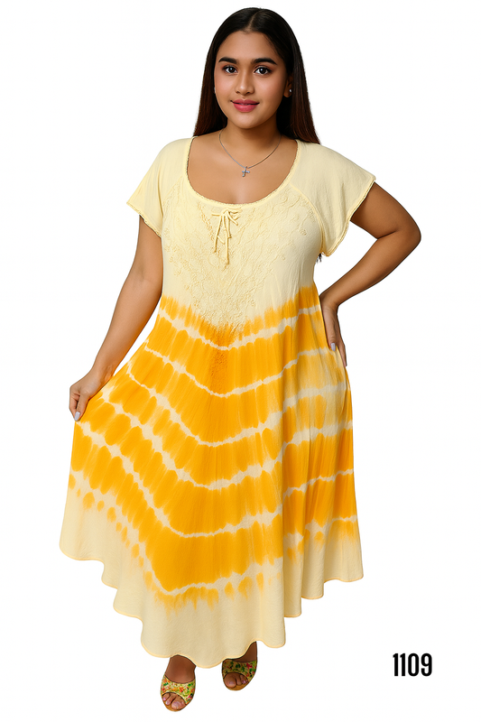 Vestido Estampado de Dama Con Mangas 1109