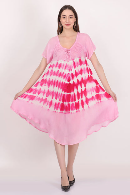 Vestido Estampado de Dama Con Mangas