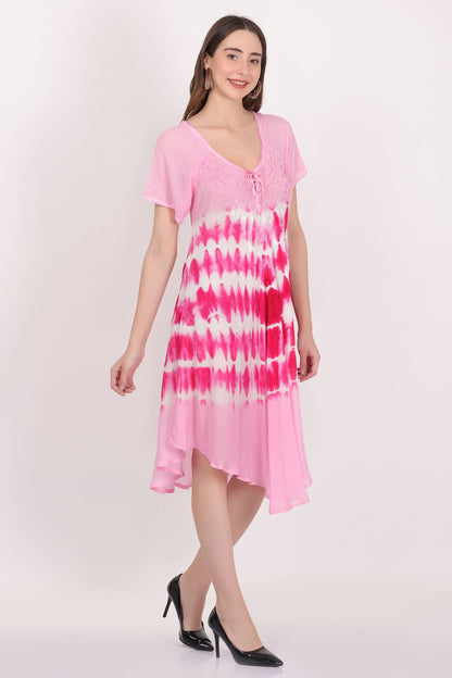 Vestido Estampado de Dama Con Mangas