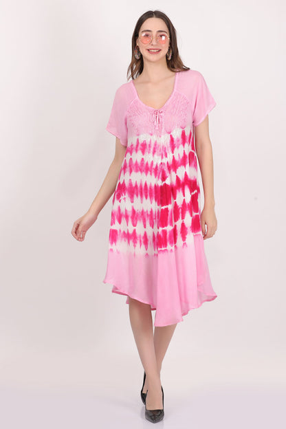 Vestido Estampado de Dama Con Mangas