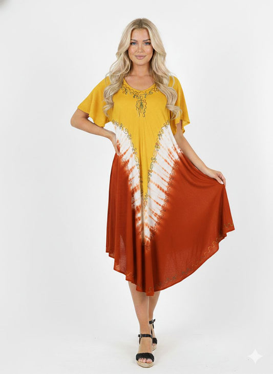 Vestido Con Mangas Multicolor (Atardecer)