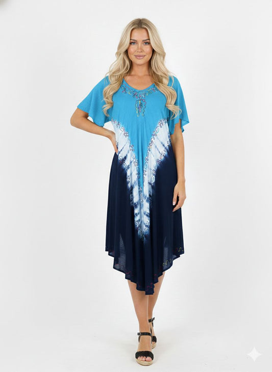 Vestido Con Mangas Multicolor (Océano)