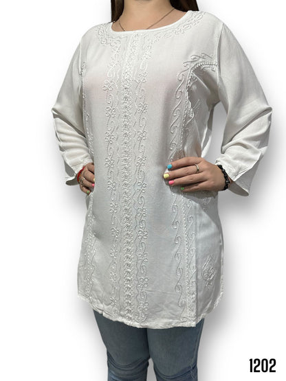 Blusa Blanca de Dama Mangas Largas