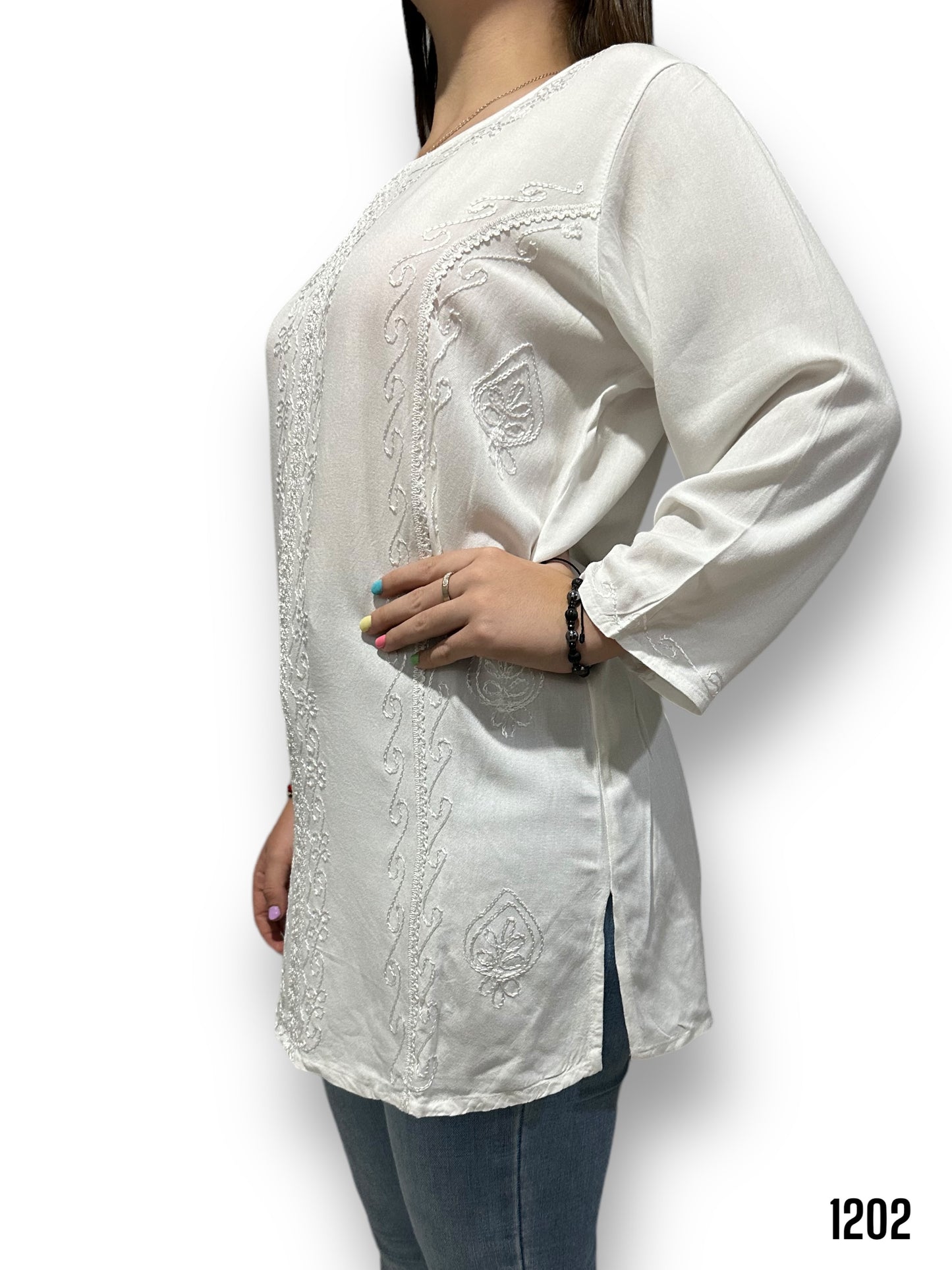 Blusa Blanca de Dama Mangas Largas