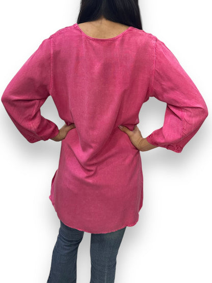 Top Blusa de Dama Fucsia con Manga 3/4