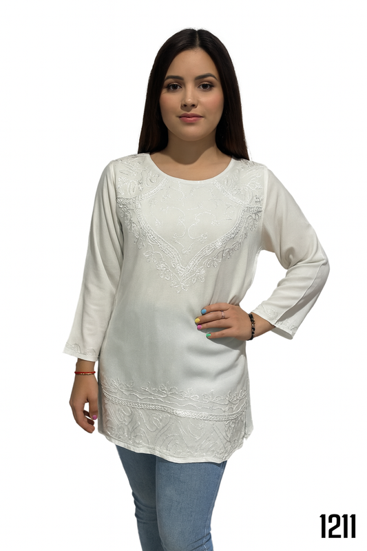 Blusa Blanca de Dama Mangas Largas