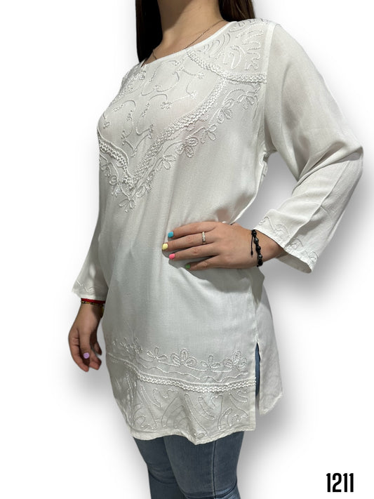 Blusa Blanca de Dama Mangas Largas