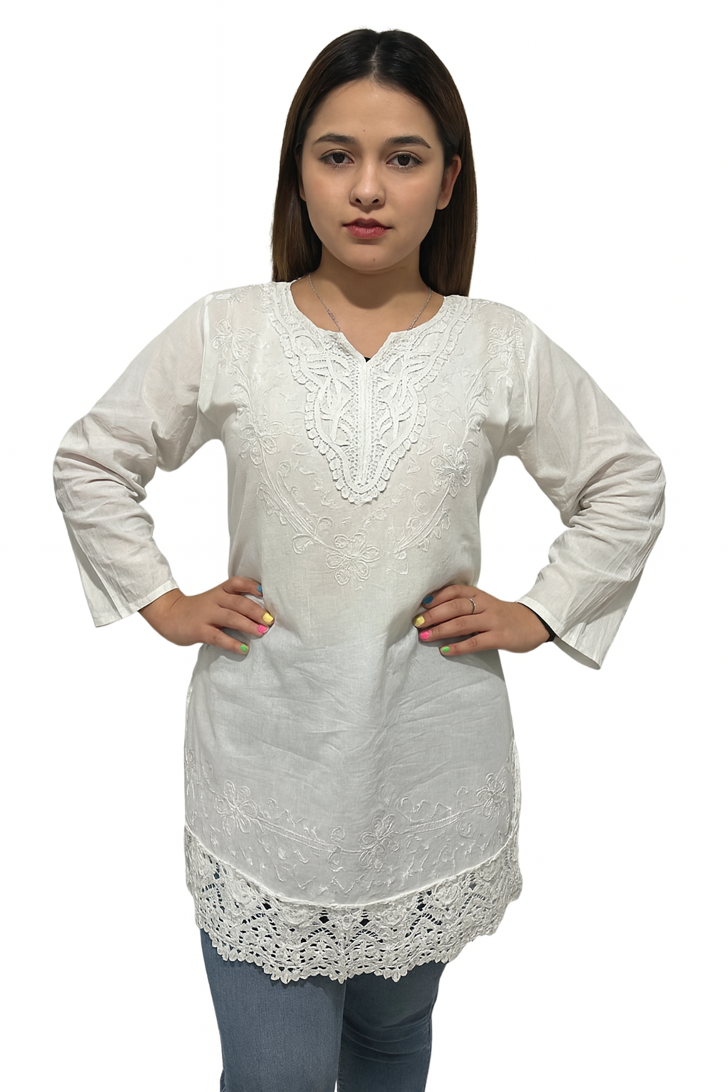 Blusa Blanca de Dama Mangas Largas