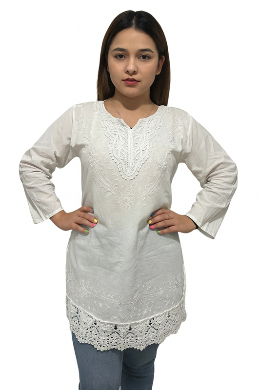 Blusa Blanca de Dama Mangas Largas