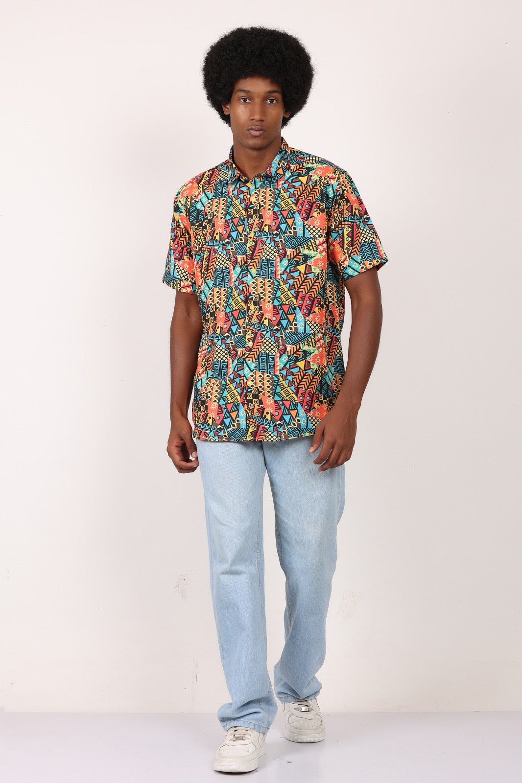 Camisa de Hombre Afrocaribeño de Botones