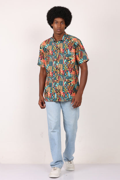 Camisa de Hombre Afrocaribeño de Botones