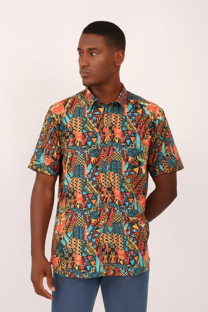 Camisa de Hombre Afrocaribeño de Botones