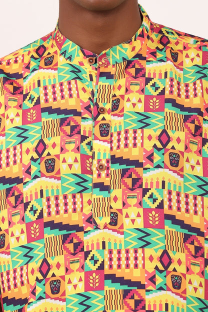 Camisa de Hombre Afrocaribeño de Botones Cuello - Moda Afrodescendiente