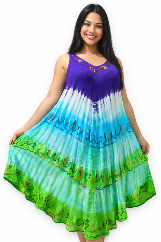 Multicolor Sleeveless Trim Dress | One Size