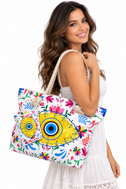 Set de Bolso Grande y Monedero Ojo Turco Rosado
