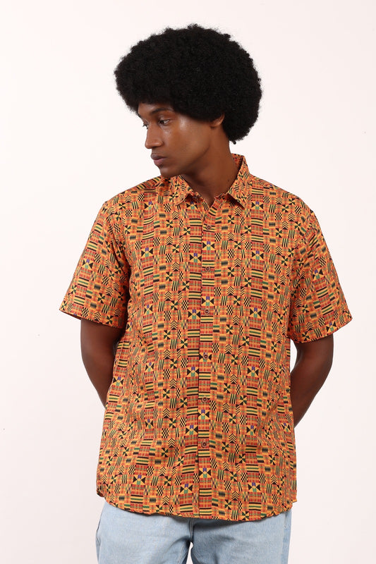 Camisa de Hombre Afrocaribeño de Botones