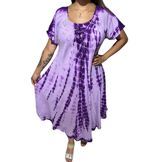 Vestido de dama con mangas lila