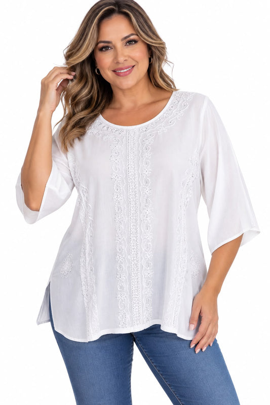 Blusa Blanca de Dama Mangas Largas
