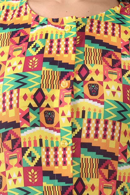 Blusa Afrocaribeña de Dama con botones
