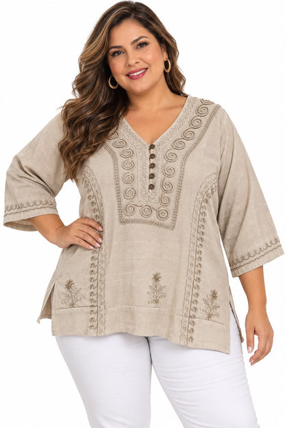 Blusa Sandalwood Elegance  (plus)