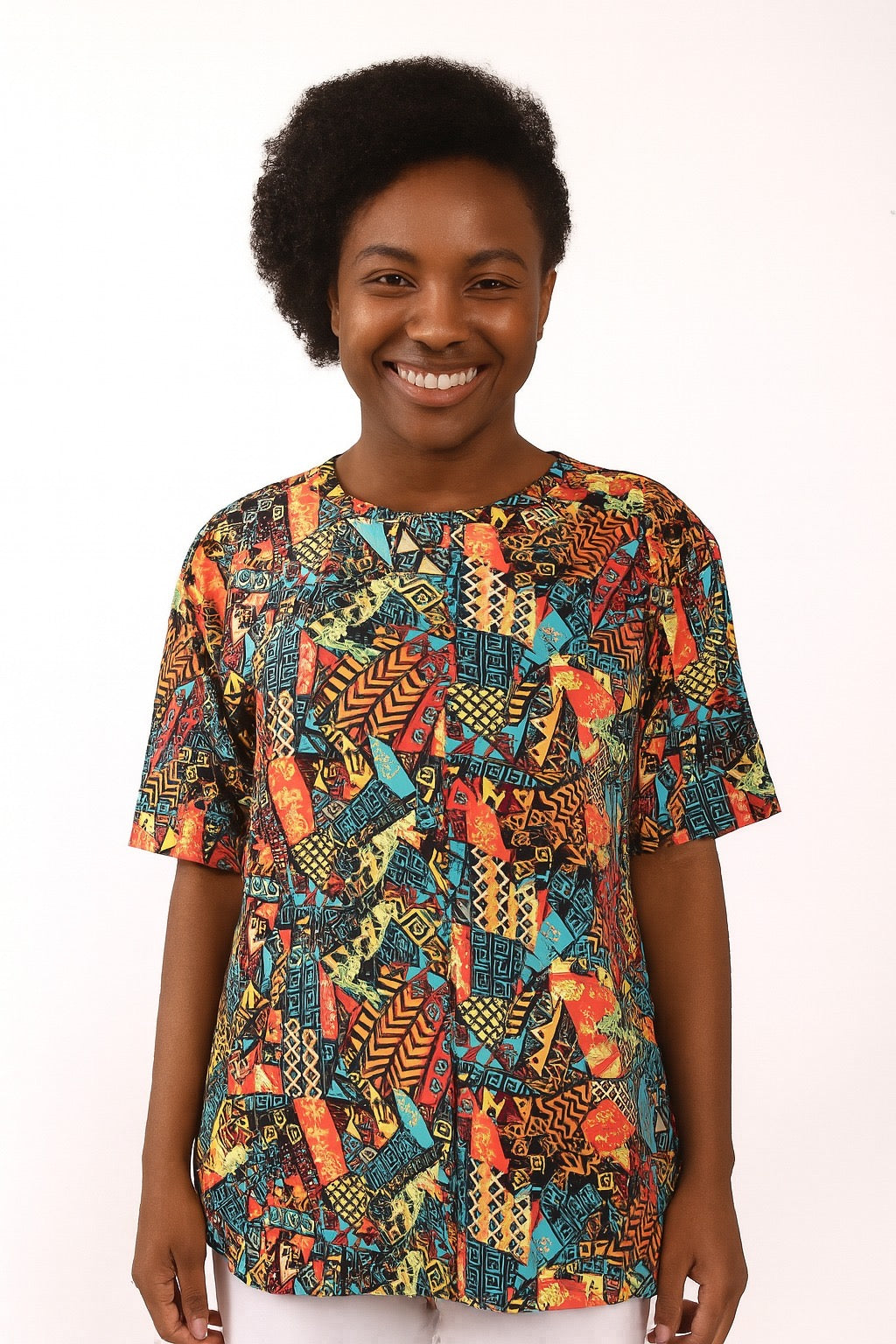 Blusa Afrocaribeña de Dama con botones