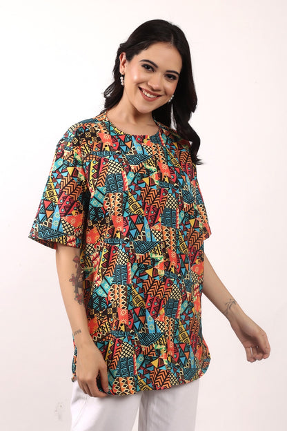 Blusa Afrocaribeña de Dama con botones