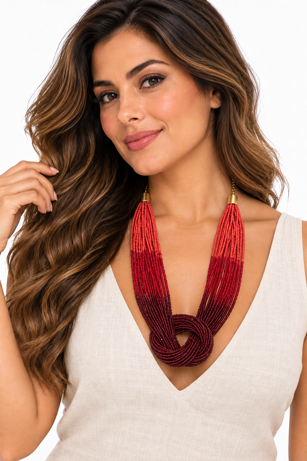 Collar Multicolor Rojo Intenso