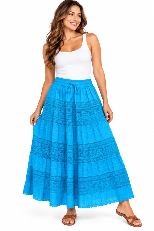 Falda Bohemia Turquesa
