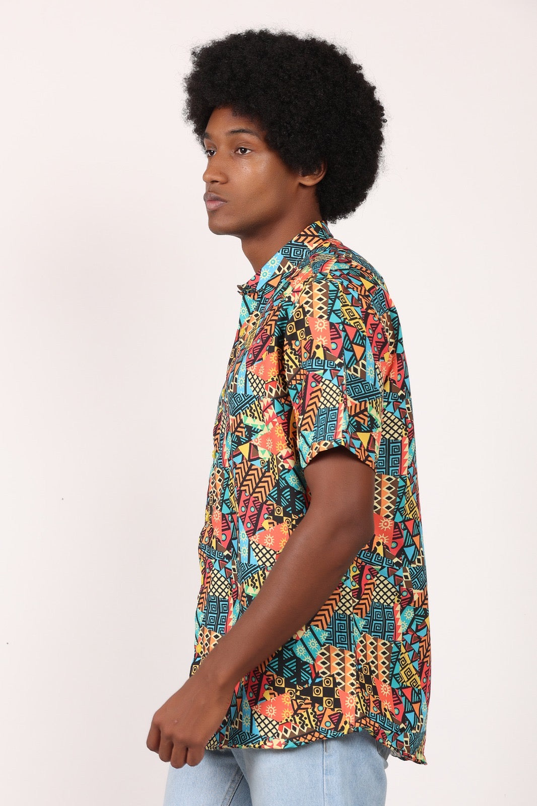Camisa de Hombre Afrocaribeño de Botones