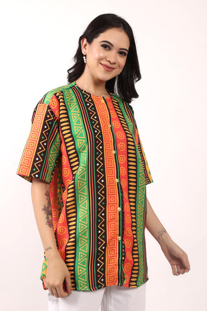 Blusa Afrocaribeña de Dama con botones