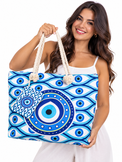Set de Bolso Grande y Monedero Ojo Turco Azul