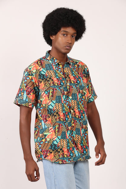Camisa de Hombre Afrocaribeño de Botones
