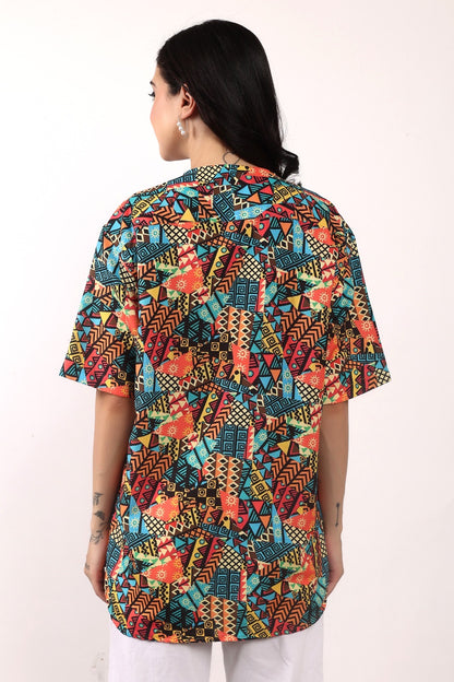 Blusa Afrocaribeña de Dama con botones