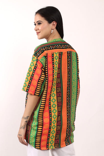 Blusa Afrocaribeña de Dama con botones