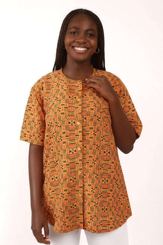 Blusa Afrocaribeña de Dama con botones