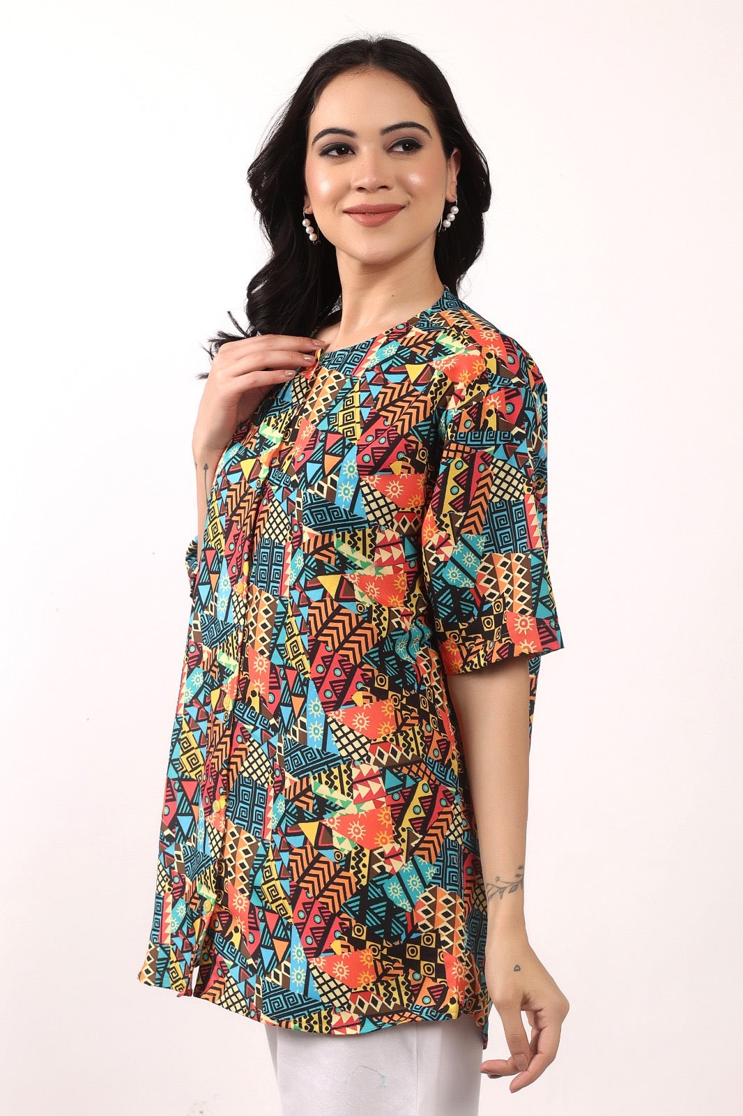 Blusa Afrocaribeña de Dama con botones