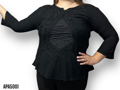 Blusa de Dama Elegante con Intricado Bordado Floral Unitalla (M)