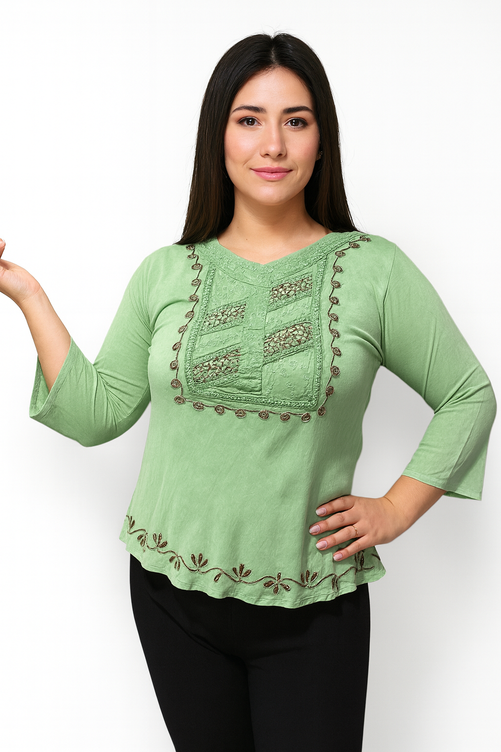 Blusa de Dama con Bordado Floral Unitalla (M)