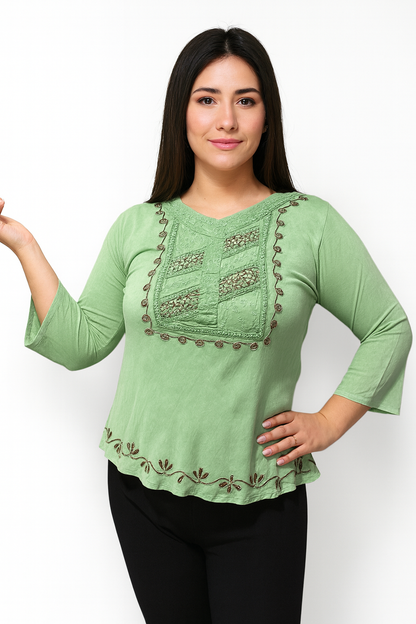 Blusa de Dama con Bordado Floral Unitalla (M)