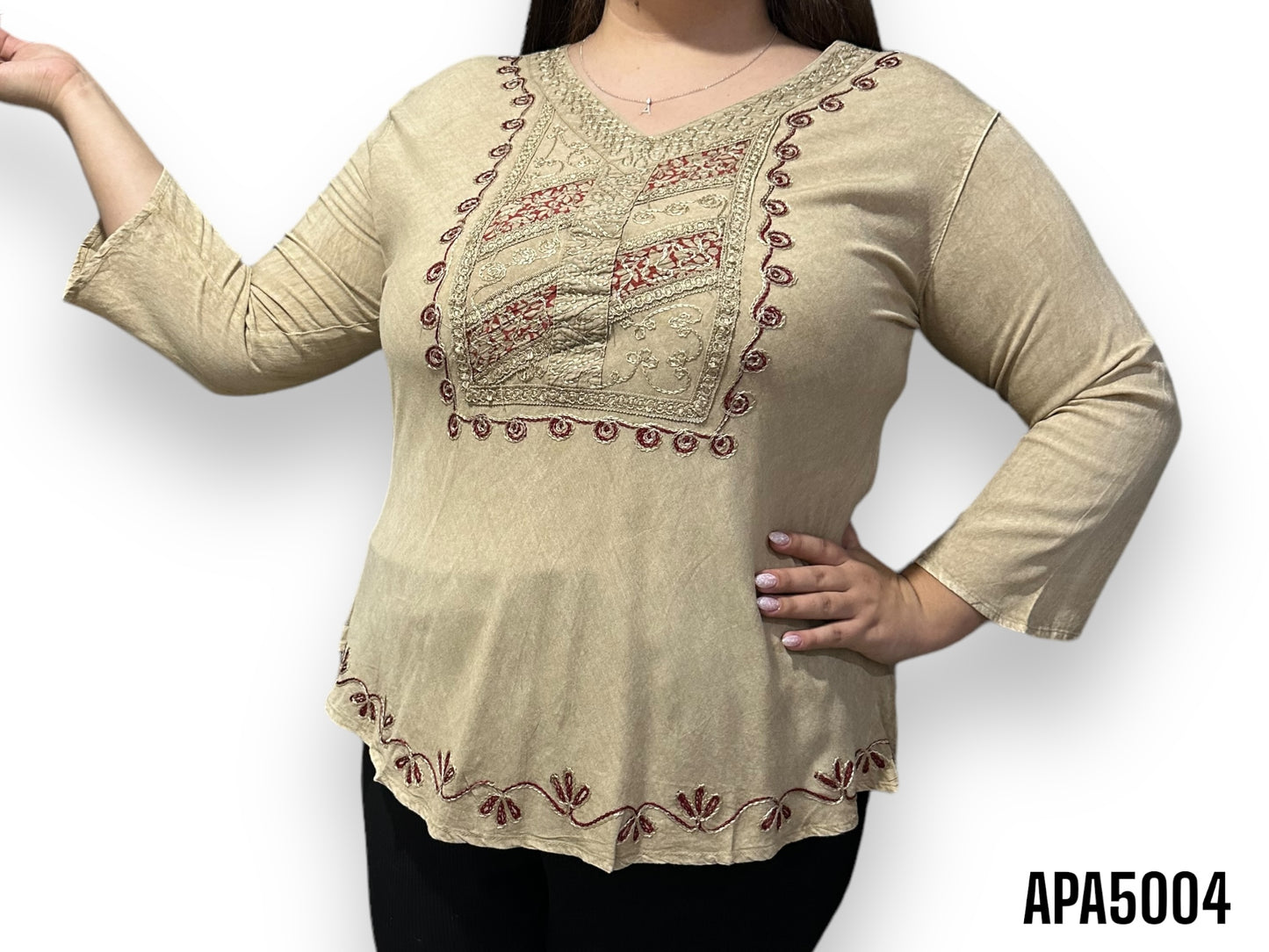 Blusa de Dama con Bordado Floral Unitalla (M)